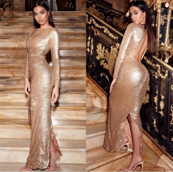 House of CB Dresses & Skirts - House Of CB Elegant Sequin Long Sleeve Gown